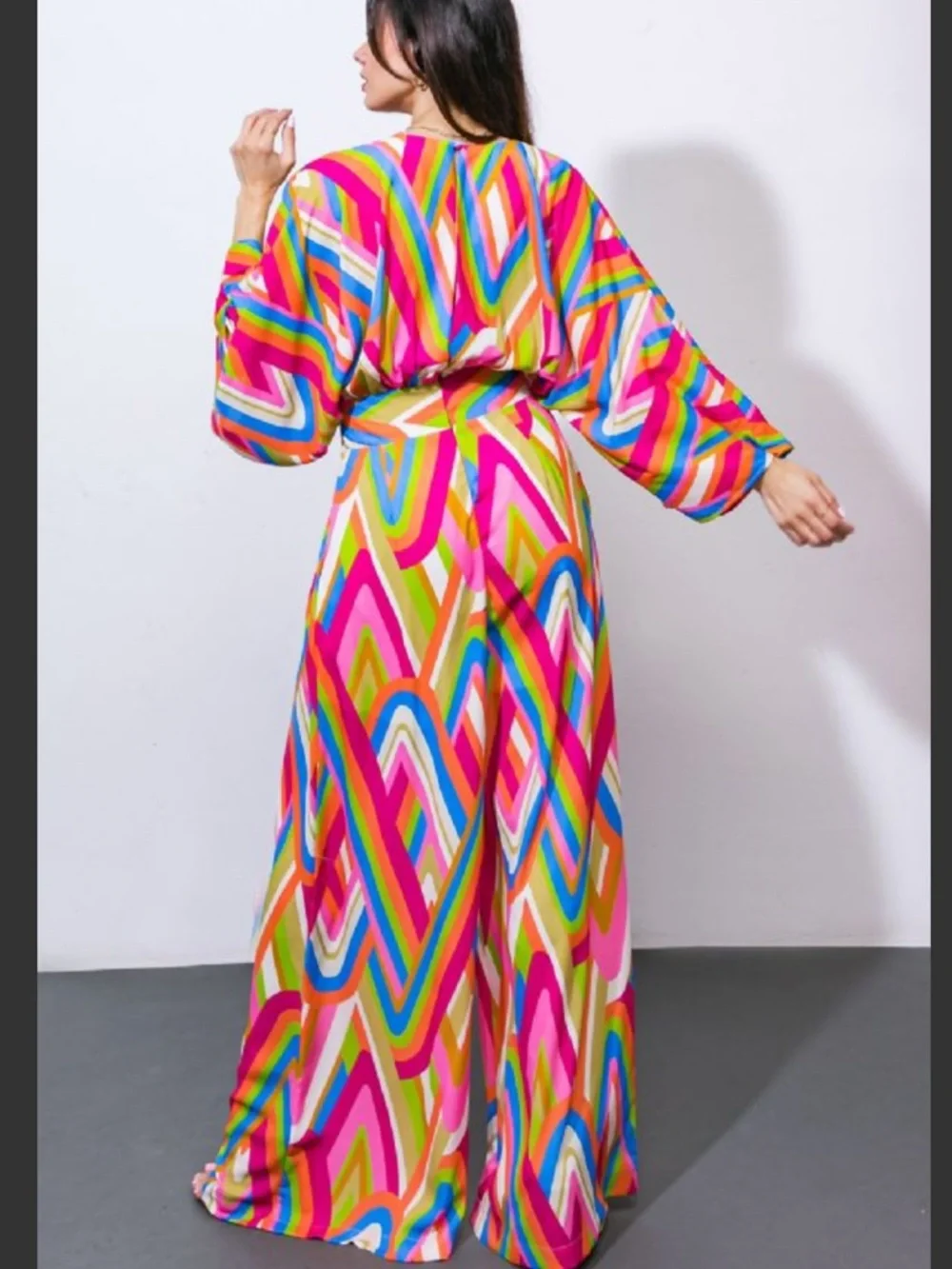 FLYING TOMATO Vibrant Multi-Color Wide-Leg Jumpsuit - Picture 3 of 7